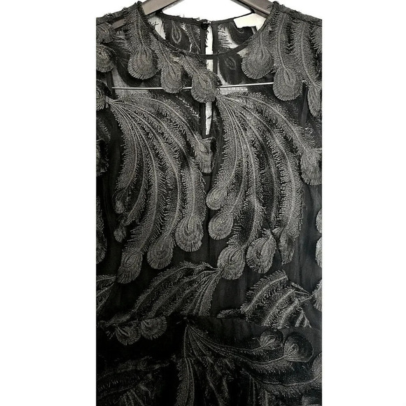 NWOT Michael Kors  Feather-Embroidered‎ Dress, Black, Size 2 - Picture 3 of 11